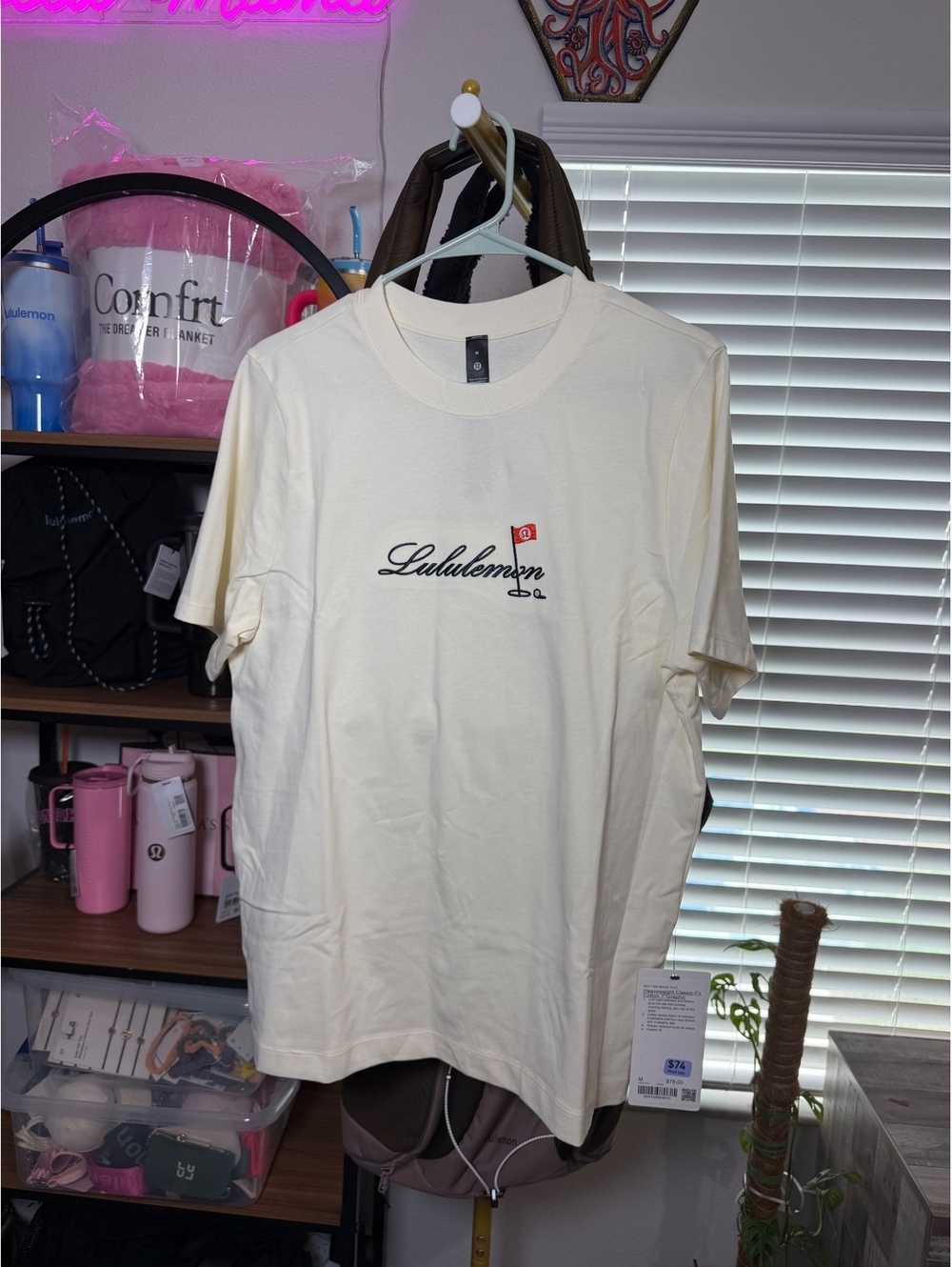 Lululemon Heavyweight Classic-Fit Cotton T-Shirt Golf Flag Coconut Ivory, Size M